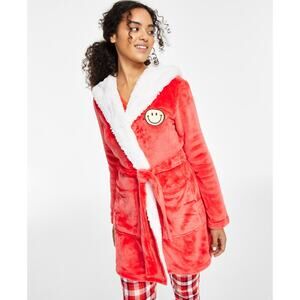 Women's Jenni Printed Short Sherpa Hooded Robe XL/XXL Punch NWT